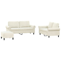 vidaXL Set di Divani 3 pz con Cuscini Crema in Velluto