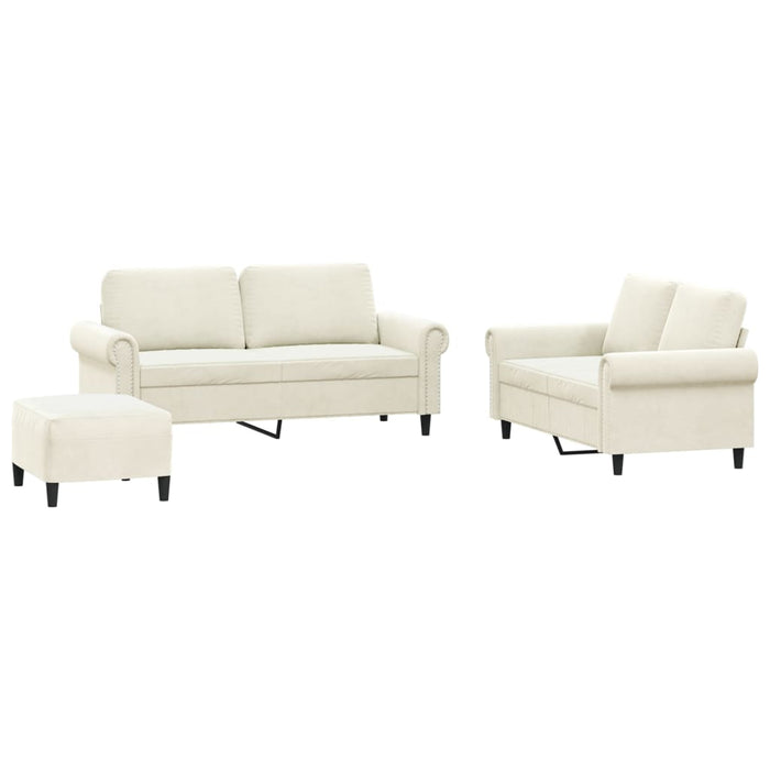 vidaXL Set di Divani 3 pz con Cuscini Crema in Velluto