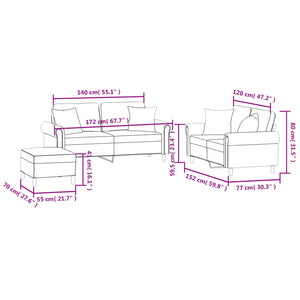 vidaXL Set di Divani 3 pz con Cuscini Rosa in Velluto