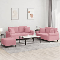 vidaXL Set di Divani 3 pz con Cuscini Rosa in Velluto