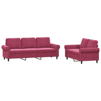 Set di Divani 2 pz con Cuscini Rosso Vino in Velluto 3202254
