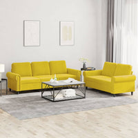 Set di Divani 2 pz con Cuscini giallo in Velluto 3202256