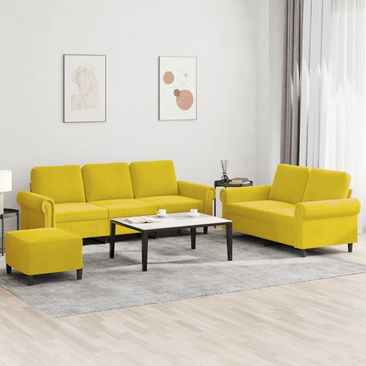 Set di Divani 3 pz con Cuscini giallo in Velluto 3202266