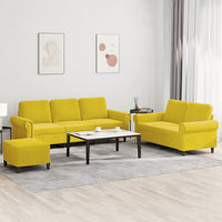 Set di Divani 3 pz con Cuscini giallo in Vellutocod mxl 131057