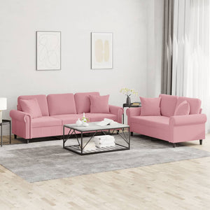 vidaXL Set di Divani 2 pz con Cuscini Rosa in Velluto