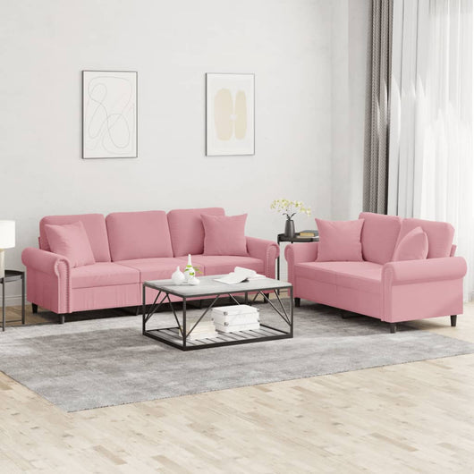 vidaXL Set di Divani 2 pz con Cuscini Rosa in Velluto