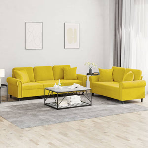 Set di Divani 2 pz con Cuscini Giallo in Velluto 3202276