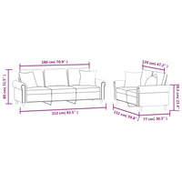 Set di Divani 2 pz con Cuscini Crema in Velluto