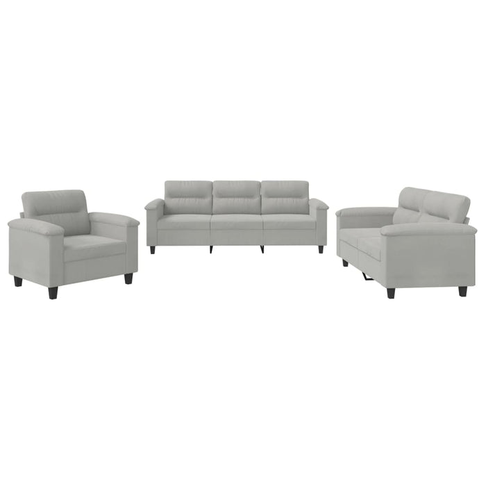 Set Divani 3 pz con Cuscini Grigio Chiaro in Tessuto Microfibracod mxl 131570