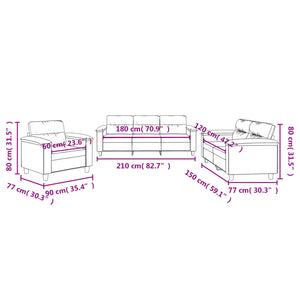 Set Divani 3 pz con Cuscini Grigio Scuro in Tessuto Microfibra
