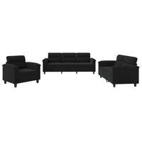 Set Divani 3 pz con Cuscini Nero in Tessuto Microfibra 3202293