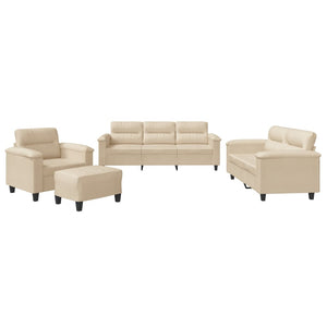 Set Divani 4 pz con Cuscini Crema in Tessuto Microfibra 3202300