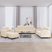 Set Divani 4 pz con Cuscini Beige in Tessuto Microfibra 3202301