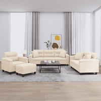 Set Divani 4 pz con Cuscini Beige in Tessuto Microfibra 3202313