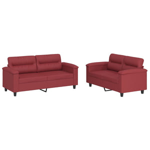Set di Divani 2 pz con Cuscini Rosso Vino in Similpellecod mxl 80831