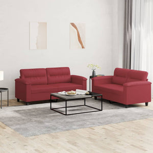 Set di Divani 2 pz con Cuscini Rosso Vino in Similpellecod mxl 80831