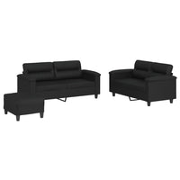 Set di Divani 3 pz con Cuscini Nero in Similpelle 3202367