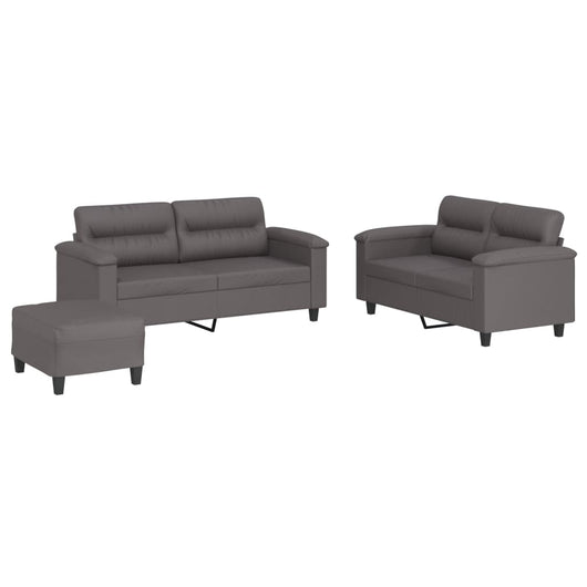 Set di Divani 3 pz con Cuscini Grigio in Similpelle 3202369