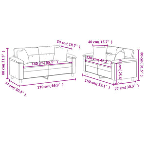 Set di Divani 2 pz con Cuscini Rosso Vino in Similpelle 3202375