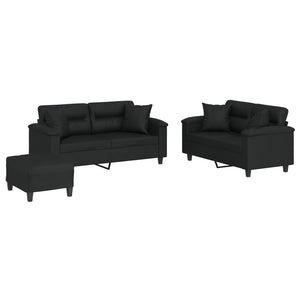 Set di Divani 3 pz con Cuscini Nero in Similpelle 3202377