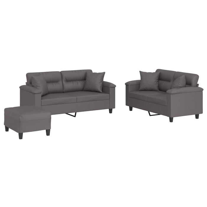 Set di Divani 3 pz con Cuscini Grigio in Similpellecod mxl 104732
