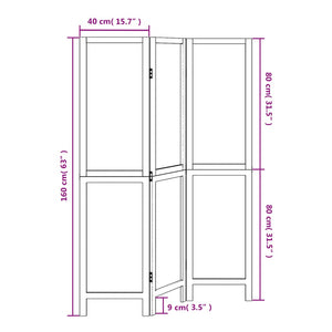 Divisorio Ambienti 3 Pannelli Marrone Scuro Massello Paulownia 358653