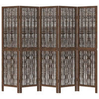 Divisorio Ambienti 5 Pannelli Marrone Scuro Massello Paulownia 358661