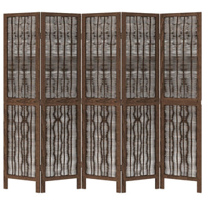 Divisorio Ambienti 5 Pannelli Marrone Scuro Massello Paulownia 358661