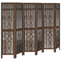 Divisorio Ambienti 6 Pannelli Marrone Scuro Massello Paulownia 358665