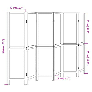 Divisorio Ambienti 6 Pannelli Marrone Scuro Massello Paulownia 358665