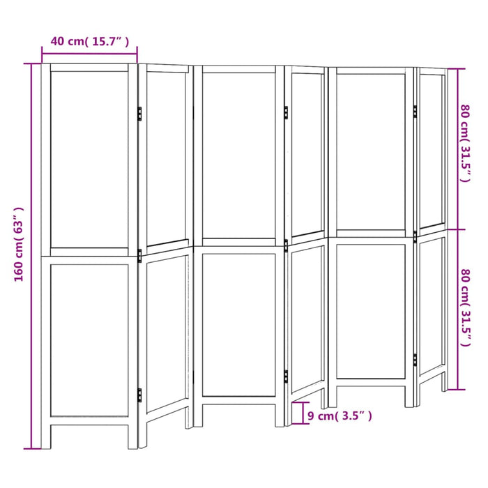 Divisorio Ambienti 6 Pannelli Marrone Scuro Massello Paulownia 358665