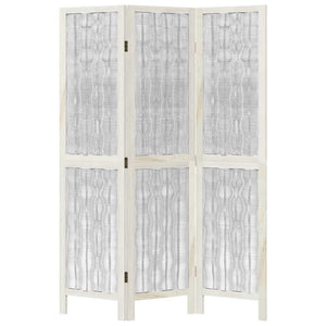 Divisorio Ambienti 3Pannelli Bianco Legno Massello di Paulownia 358669