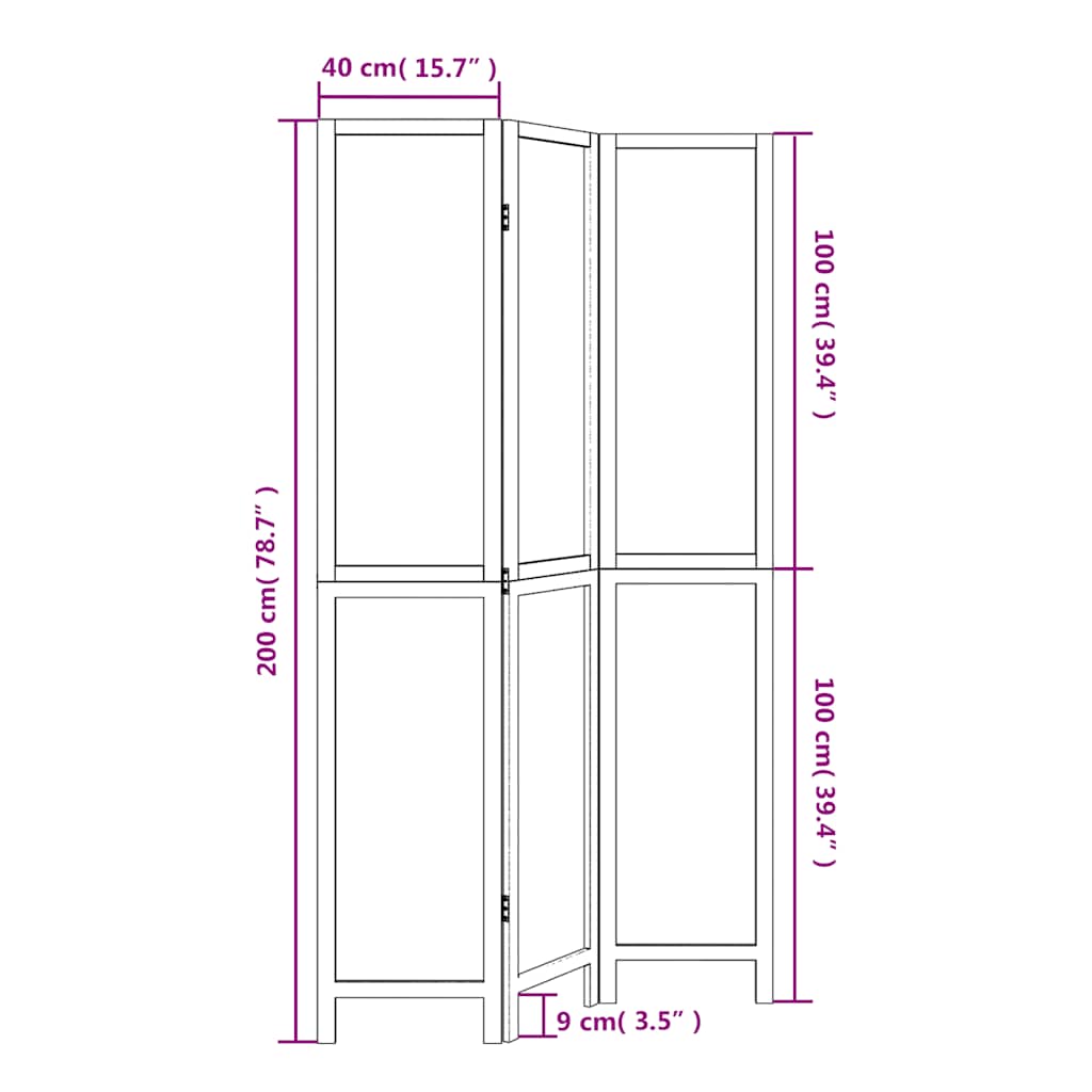 Divisorio Ambienti 3Pannelli Bianco Legno Massello di Paulownia 358671