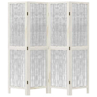 Divisorio Ambienti 4Pannelli Bianco Legno Massello di Paulownia 358673