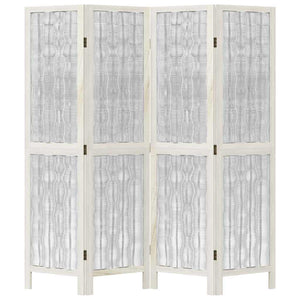 Divisorio Ambienti 4Pannelli Bianco Legno Massello di Paulownia 358673