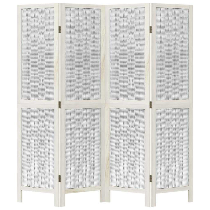 Divisorio Ambienti 4Pannelli Bianco Legno Massello di Paulownia 358673