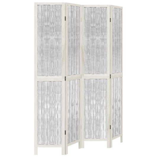 Divisorio Ambienti 4 Pannelli-Set di 4 pannelli Paravento Bianco Legno Massello di Paulownia 460999