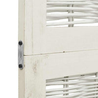 Divisorio Ambienti 4Pannelli Bianco Legno Massello di Paulownia 358676