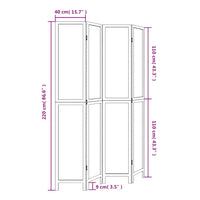 Divisorio Ambienti 4Pannelli Bianco Legno Massello di Paulownia 358676