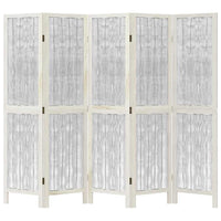 Divisorio Ambienti 5Pannelli Bianco Legno Massello di Paulownia 358677