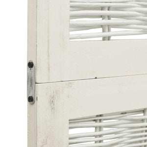 Divisorio Ambienti 5 Pannelli-Set di 5 pannelli Paravento Bianco Legno Massello di Paulownia 466861