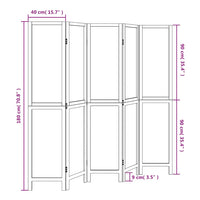 Divisorio Ambienti 5 Pannelli-Set di 5 pannelli Paravento Bianco Legno Massello di Paulownia 466861