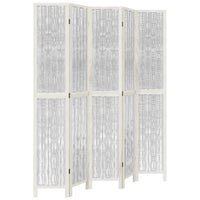 Divisorio Ambienti 5Pannelli Bianco Legno Massello di Paulownia 358680