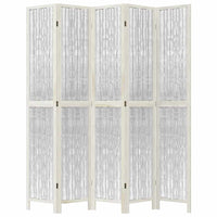 Divisorio Ambienti 5Pannelli Bianco Legno Massello di Paulownia 358680