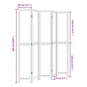 Divisorio Ambienti 5Pannelli Bianco Legno Massello di Paulownia 358680