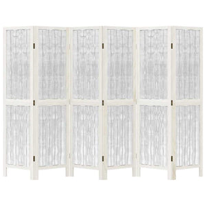 Divisorio Ambienti 6Pannelli Bianco Legno Massello di Paulownia 358681