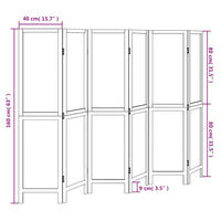 Divisorio Ambienti 6Pannelli Bianco Legno Massello di Paulownia 358681