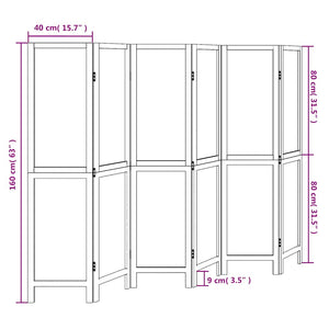 Divisorio Ambienti 6Pannelli Bianco Legno Massello di Paulownia 358681