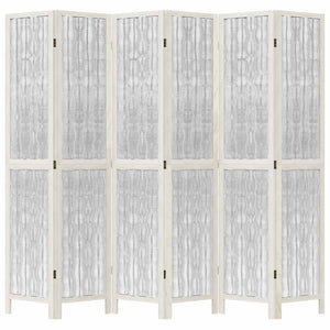 Divisorio Ambienti 6Pannelli Bianco Legno Massello di Paulownia 358683