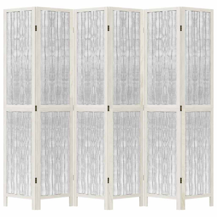 Divisorio Ambienti 6Pannelli Bianco Legno Massello di Paulownia 358683